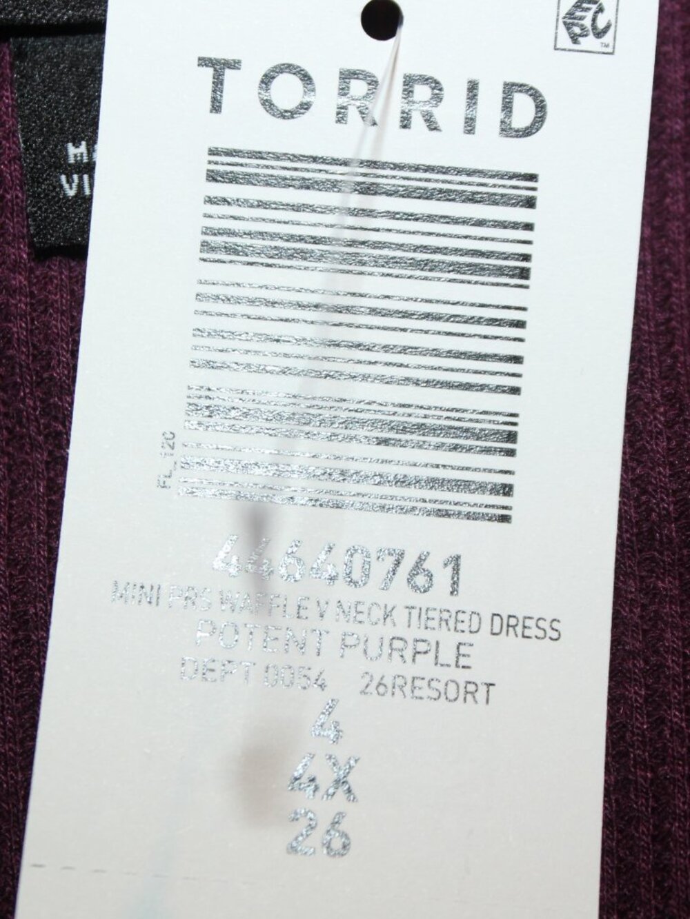 NWT Torrid Potent Purple Tiered Waffle Knit Mini Dress Plus Size 26 Pocket 4X - Picture 11 of 13